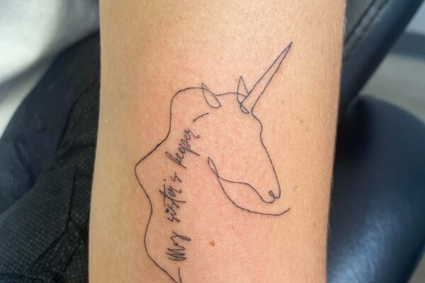 unicorn Fine Line Tattoo in San Diego